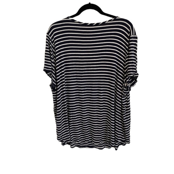 Emory Park Plus Size Navy White Stripe Short Sleeve Tee Shirt Size 3XL - Picture 3 of 3